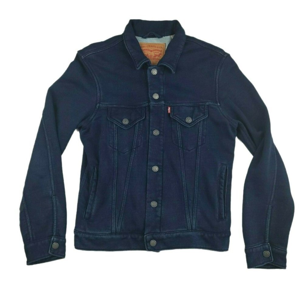 Levi’s Original Trucker Jacket Women’s Small Dark Wash Denim Button Front Stretc - Picture 1 of 10